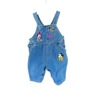 VTG Baby Disney Mickey Minnie Mouse Corduroy Overalls 6-9M Blue Crayon